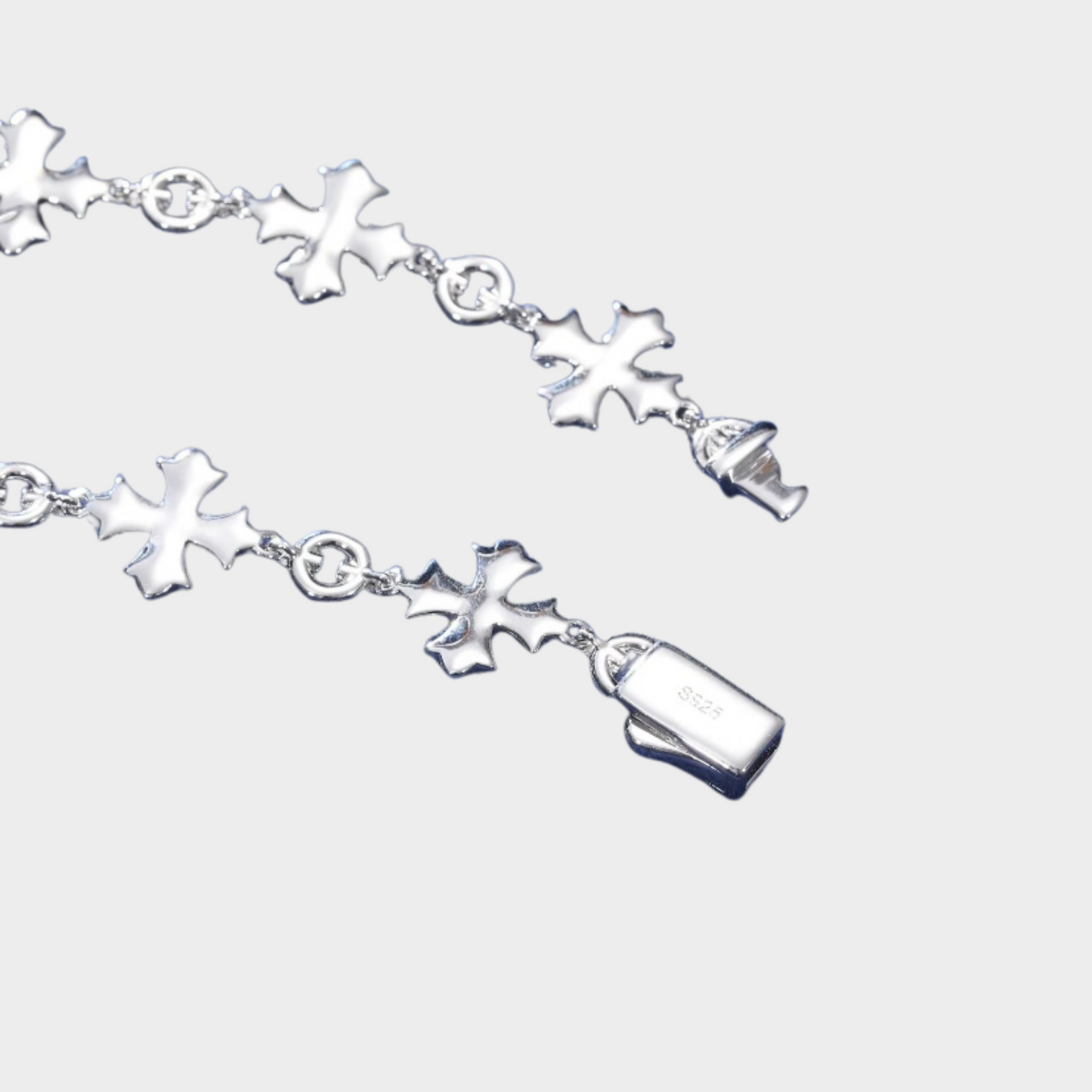 12mm Moissanite Cross Bracelet - 925 Sterling Silver